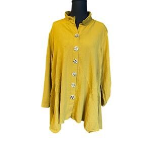 John Mark Yellow Oversized Button Down Shirt art to wear medium lagenlook artsy